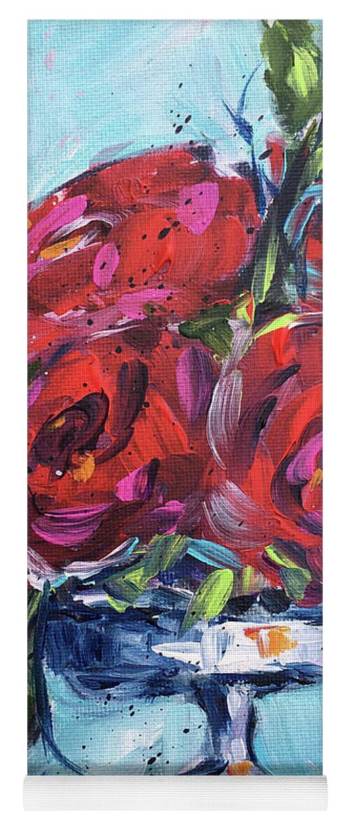 Roses Yoga Mat featuring the painting Afternoon Roses #1 by Roxy Rich