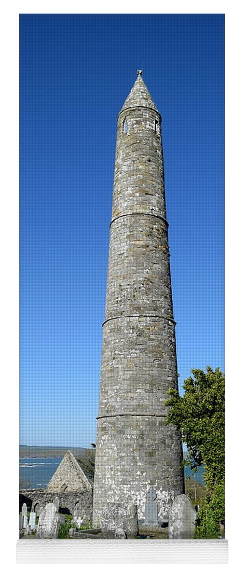 Round Tower Yoga Mat featuring the photograph Ardmore Round Tower #1 by Joe Cashin