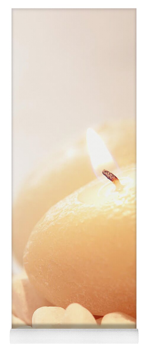 Ambience Yoga Mat featuring the photograph Round Aromatherapy Candle Burning by Olivier Le Queinec
