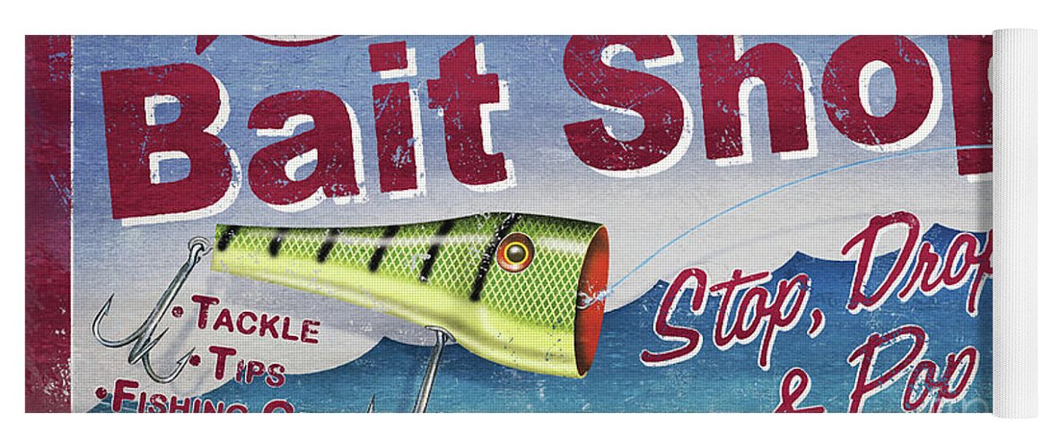Jq Licensing Yoga Mat featuring the digital art Bait Shop Sign #1 by JQ Licensing