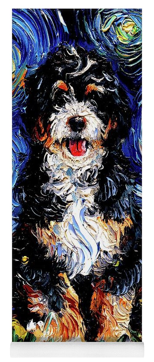 Bernedoodle Yoga Mat featuring the painting Bernedoodle by Aja Trier