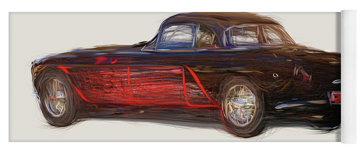 Bugatti Yoga Mat featuring the digital art Bugatti Type 101 Coupe Drawing #1 by CarsToon Concept