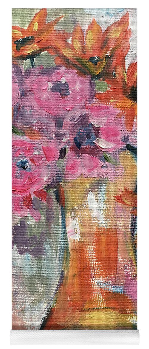 Flowers Yoga Mat featuring the painting Bunch of Happy Flowers by Roxy Rich