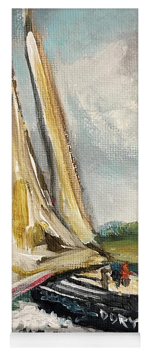 Cape Cod Yoga Mat featuring the painting Cape Sailing by Roxy Rich