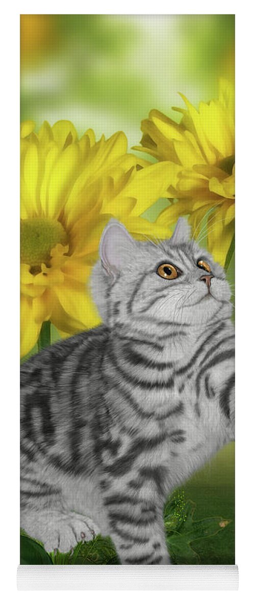 Animales.cat.flowers Yoga Mat featuring the digital art Cat In The Garden #2 by John Junek