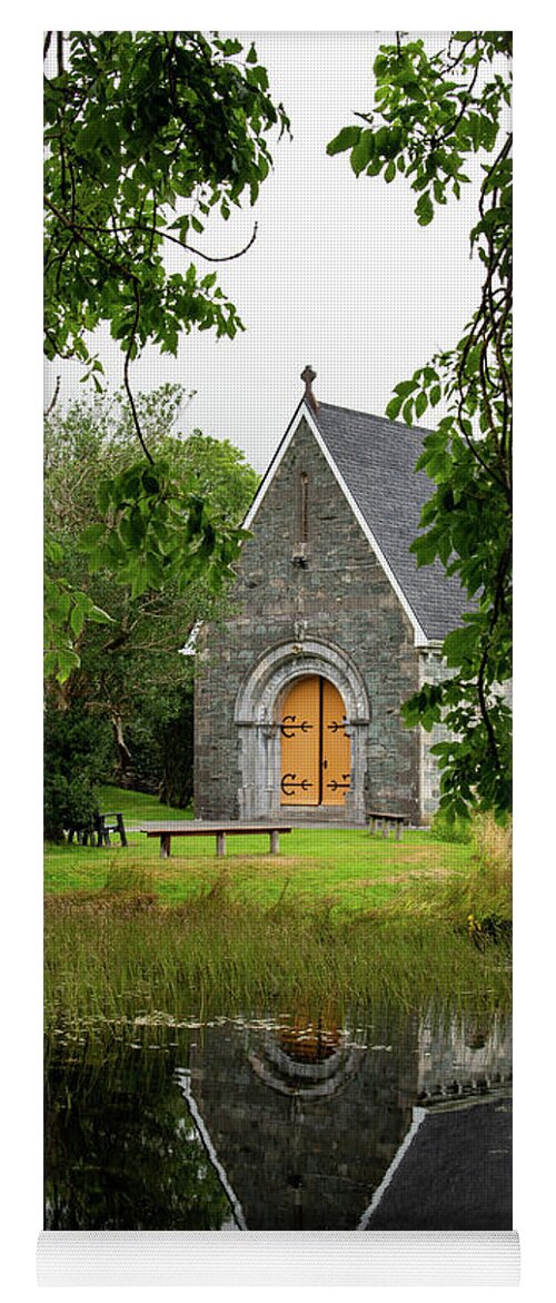 County Cork Yoga Mat featuring the photograph Catholic church of  Saint. Finbarr Oratory. Gougane Barra park by Michalakis Ppalis