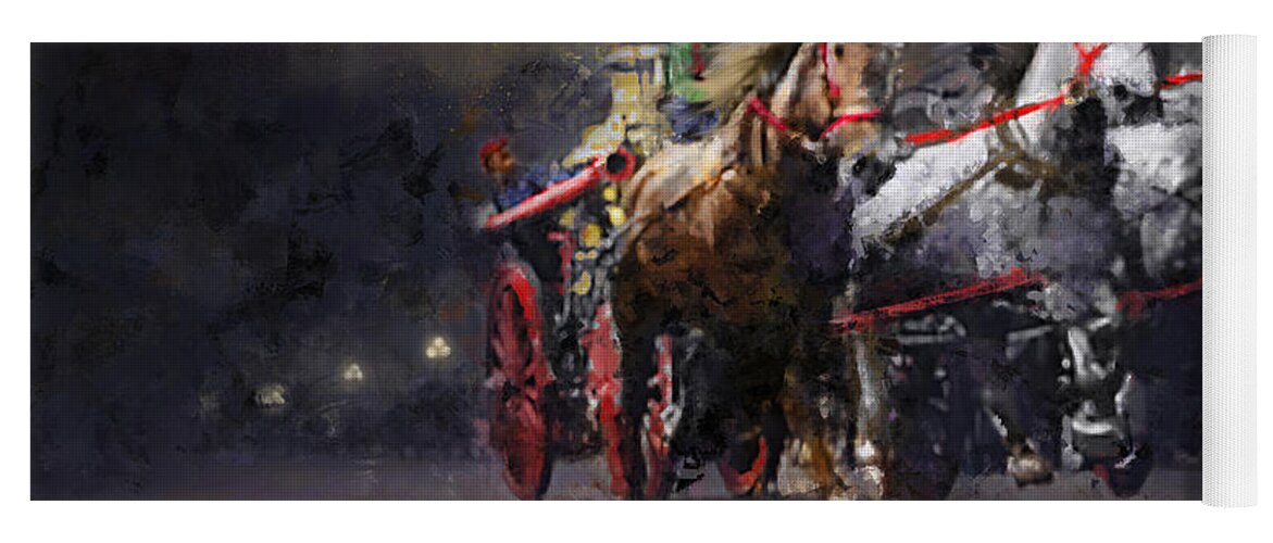 Chicago Yoga Mat featuring the mixed media Chicago Firehorses #1 by Glenn Galen