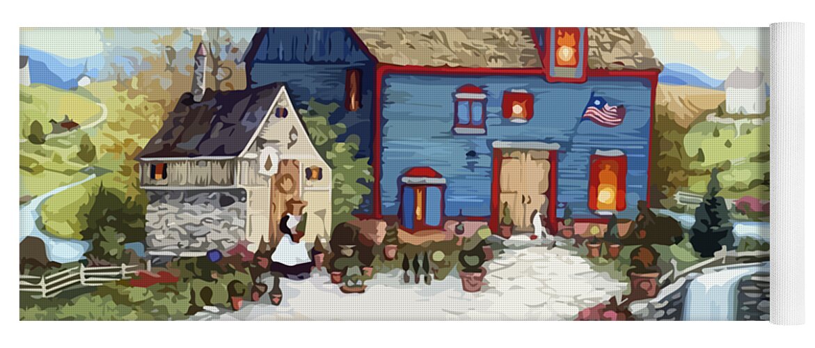 Village Yoga Mat featuring the digital art Christmas Village #1 by James Inlow