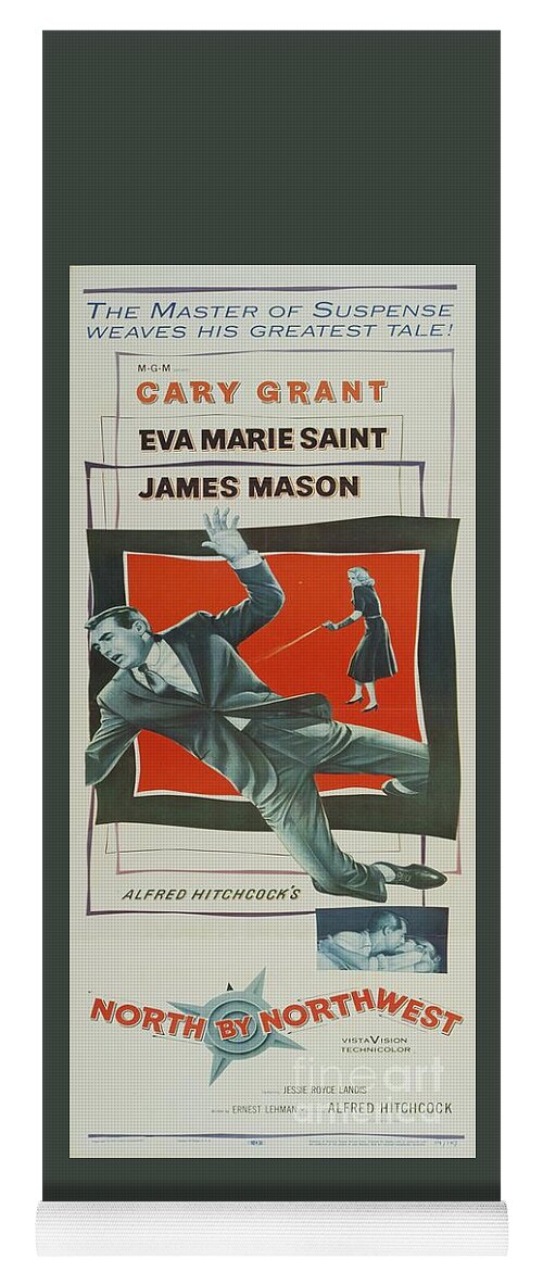 North Yoga Mat featuring the mixed media Classic Movie Poster - North by Northwest #1 by Esoterica Art Agency