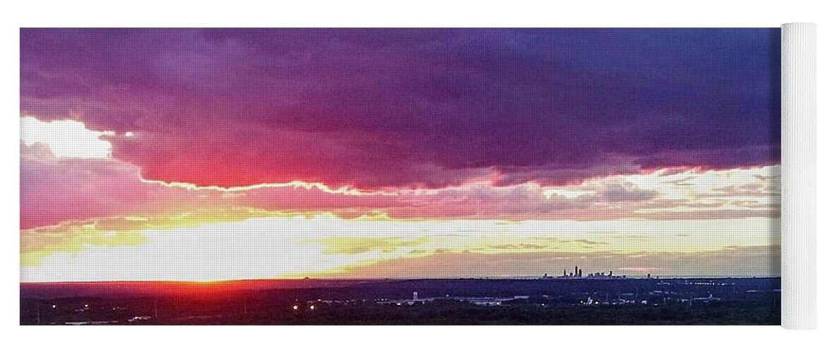  Yoga Mat featuring the photograph Cleveland Sunset - Drone #1 by Brad Nellis