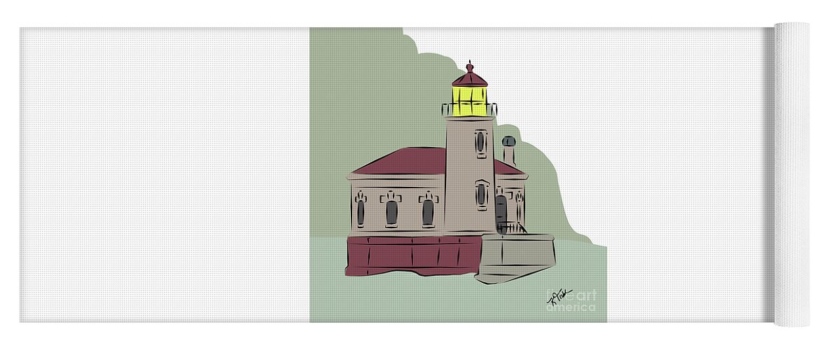 Coquille-river Yoga Mat featuring the digital art Coquille River Lighthouse by Kirt Tisdale