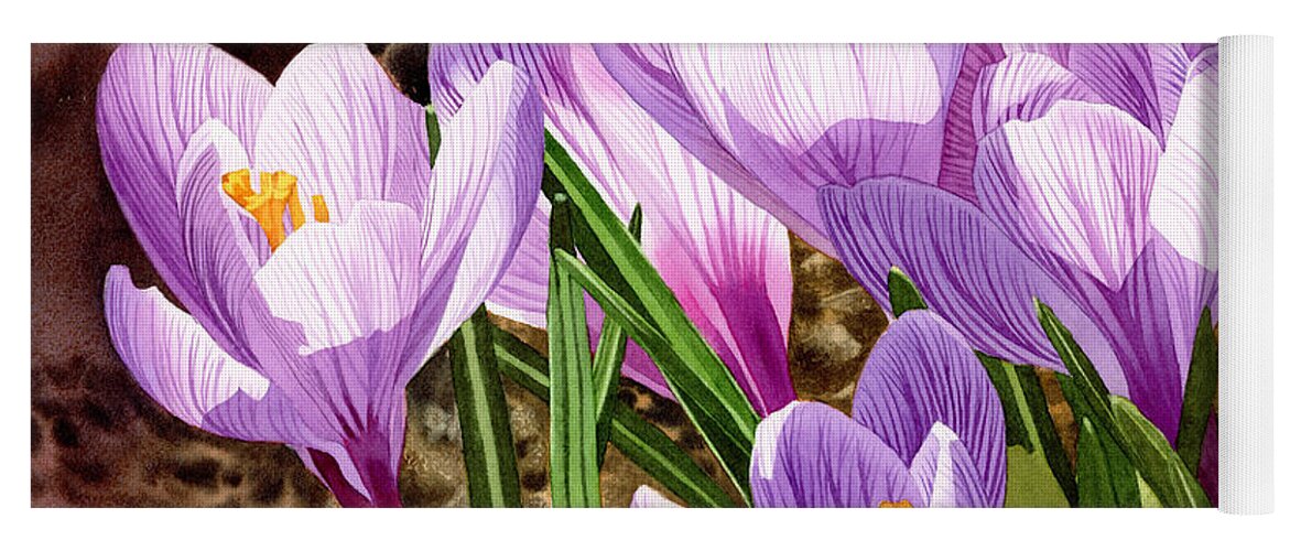 Crocus Yoga Mat featuring the painting Early Spring by Espero Art