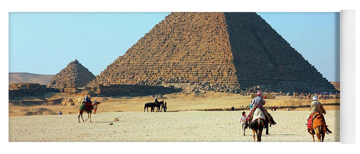 Pyramid Yoga Mat featuring the photograph egypt pyramids in Giza #1 by Mikhail Kokhanchikov