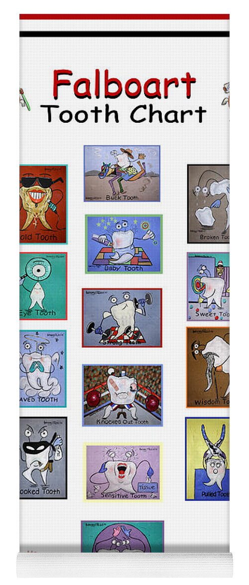 Falboart Tooth Chart 3 Yoga Mat featuring the painting Falboart Tooth Chart by Anthony Falbo