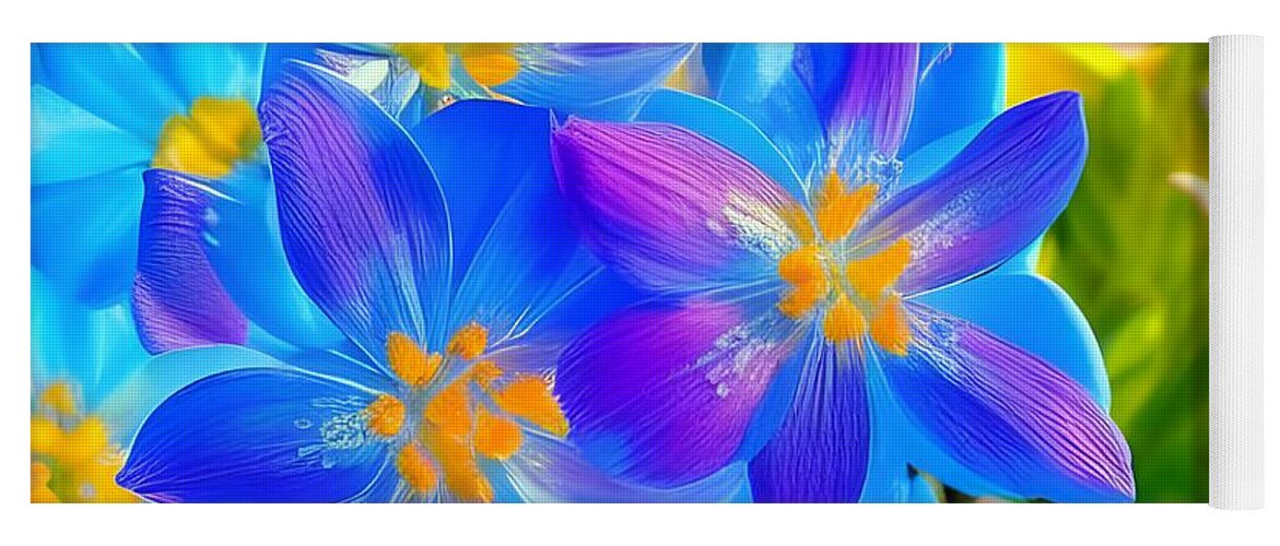 Digital Yoga Mat featuring the digital art Flower Blues by Beverly Read