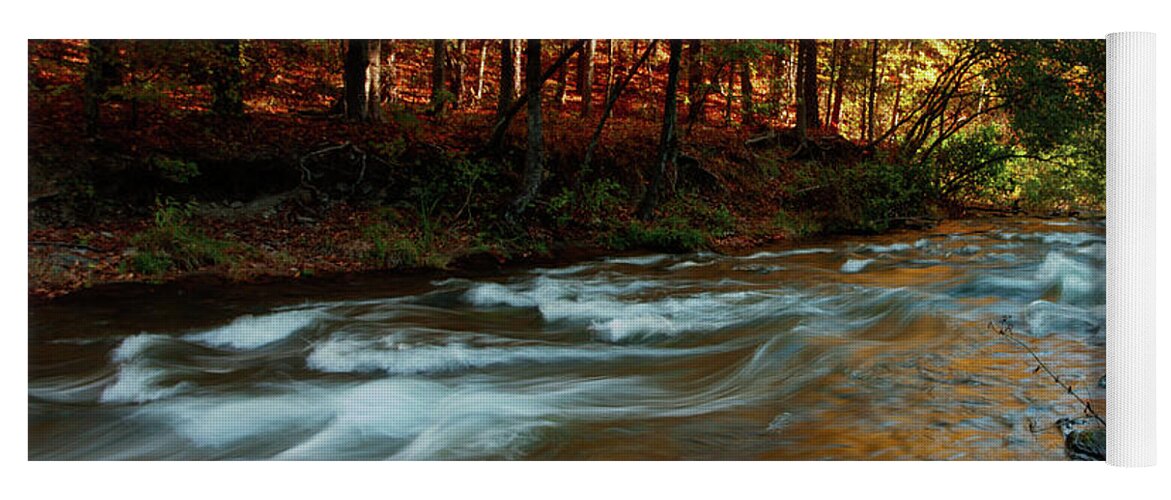 Nature Yoga Mat featuring the photograph Fork River in Fall #1 by Iris Greenwell