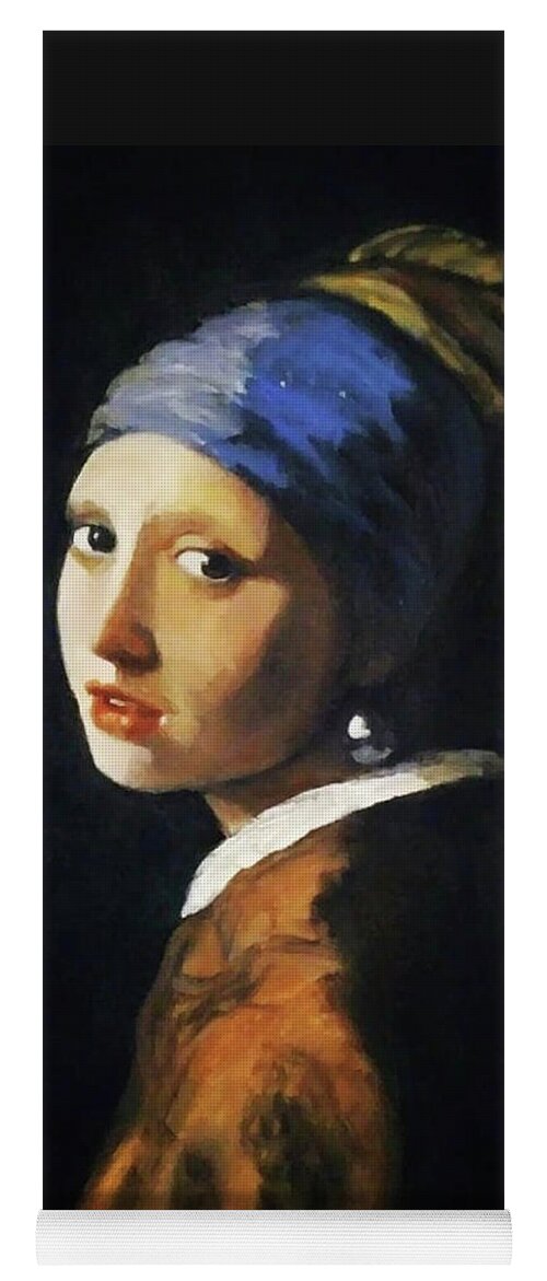 Master Copy Yoga Mat featuring the painting Girl With A Pearl Earring after Vermeer #1 by Jamie Derr