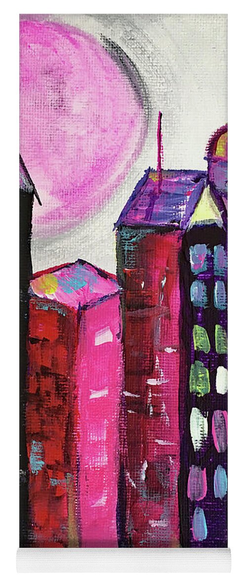 Pink City Yoga Mat featuring the painting Girls Rule #1 by Roxy Rich