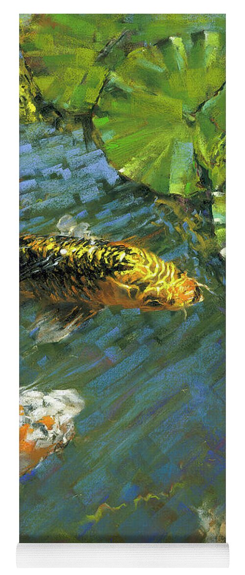 Mark Mille Fine Art Yoga Mat featuring the pastel Koi Pond #1 by Mark Mille
