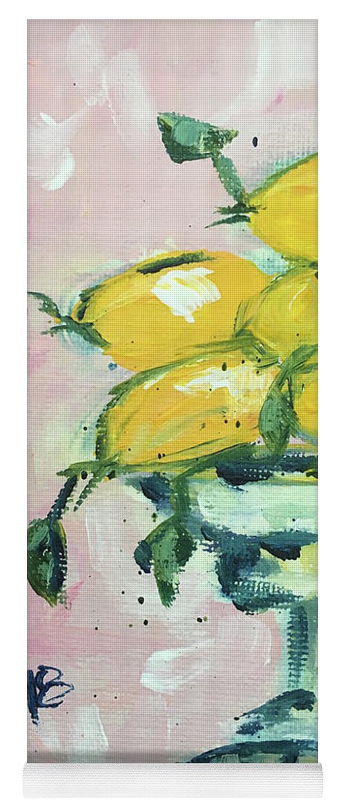 Lemon Yoga Mat featuring the painting Lemon Pedestal by Roxy Rich
