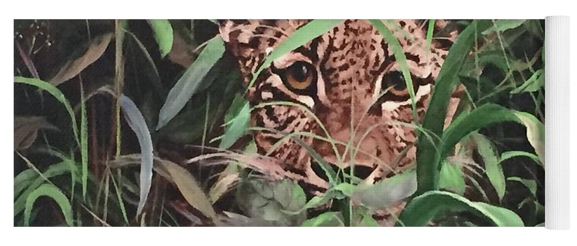 Leopard Yoga Mat featuring the painting Leopard In Jungle by Judy Rixom