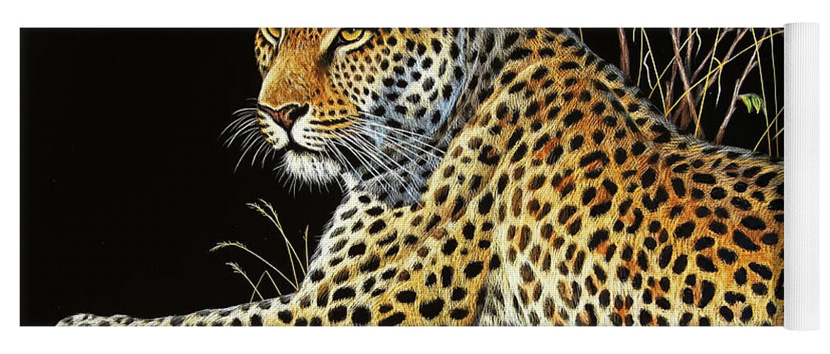 Cynthie Fisher Yoga Mat featuring the painting Leopard Scratch Board #1 by Cynthie Fisher