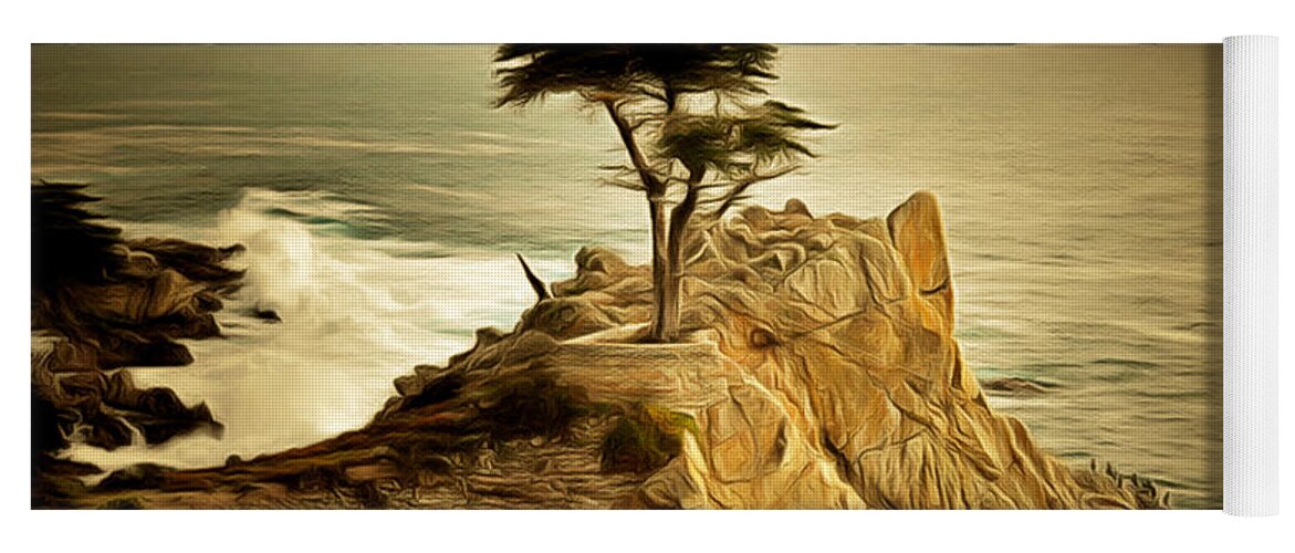 Barbara Snyder Yoga Mat featuring the photograph Lone Cypress Detail 2 #1 by Barbara Snyder