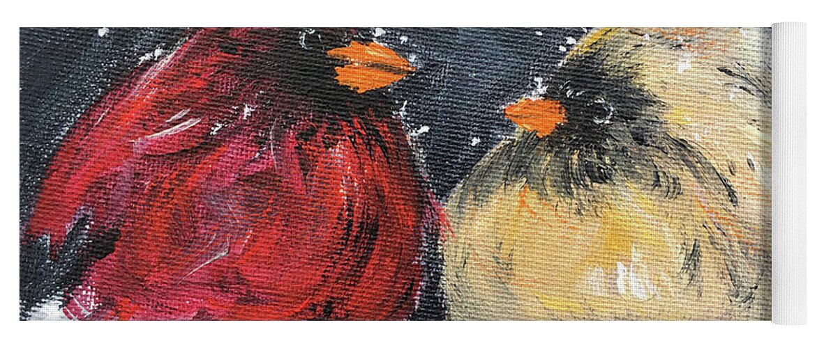 Cardinals Yoga Mat featuring the painting Love at First Flight by Roxy Rich