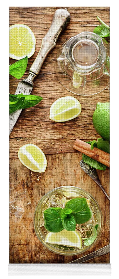 Mojito Yoga Mat featuring the photograph Mojito ingredients from above by Jelena Jovanovic