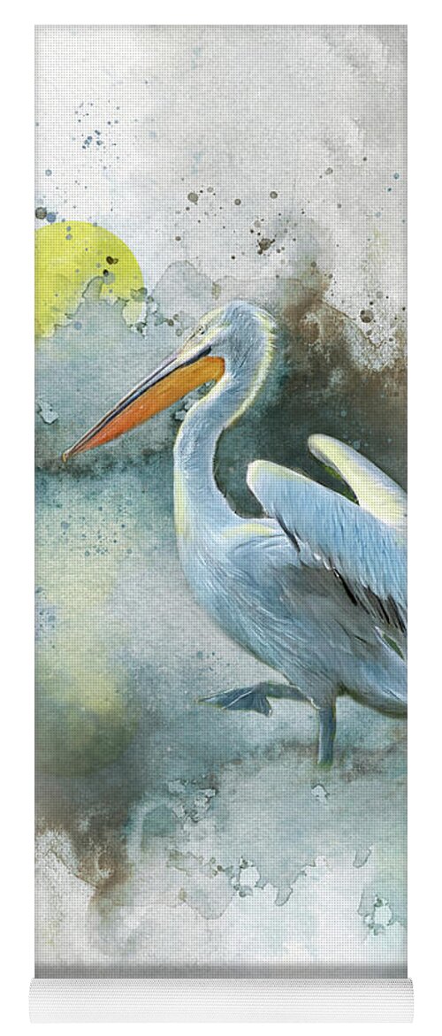 Pelican Yoga Mat featuring the painting Morning Pelican #1 by Jeanette Mahoney