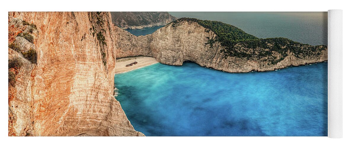 Bay Yoga Mat featuring the photograph Navagio in Zakynthos island, Greece #1 by Constantinos Iliopoulos