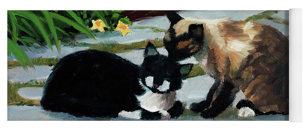 Cats Yoga Mat featuring the painting Nikki and Oreo #1 by Alice Leggett