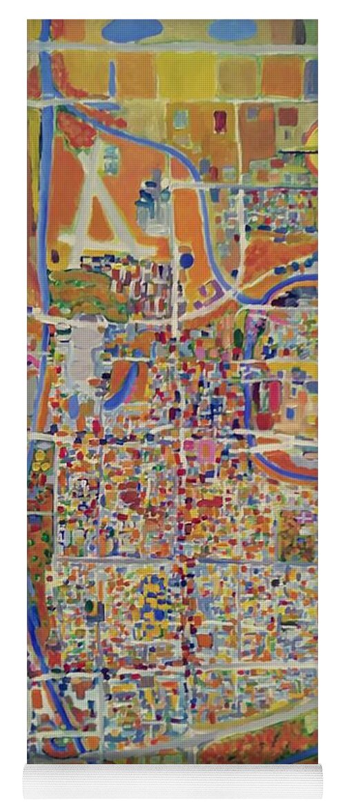 Sioux Falls Yoga Mat featuring the painting Not a Map, orange #1 by Rodger Ellingson