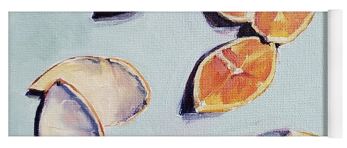 Still Life Yoga Mat featuring the painting Orange Slices by Sheila Romard