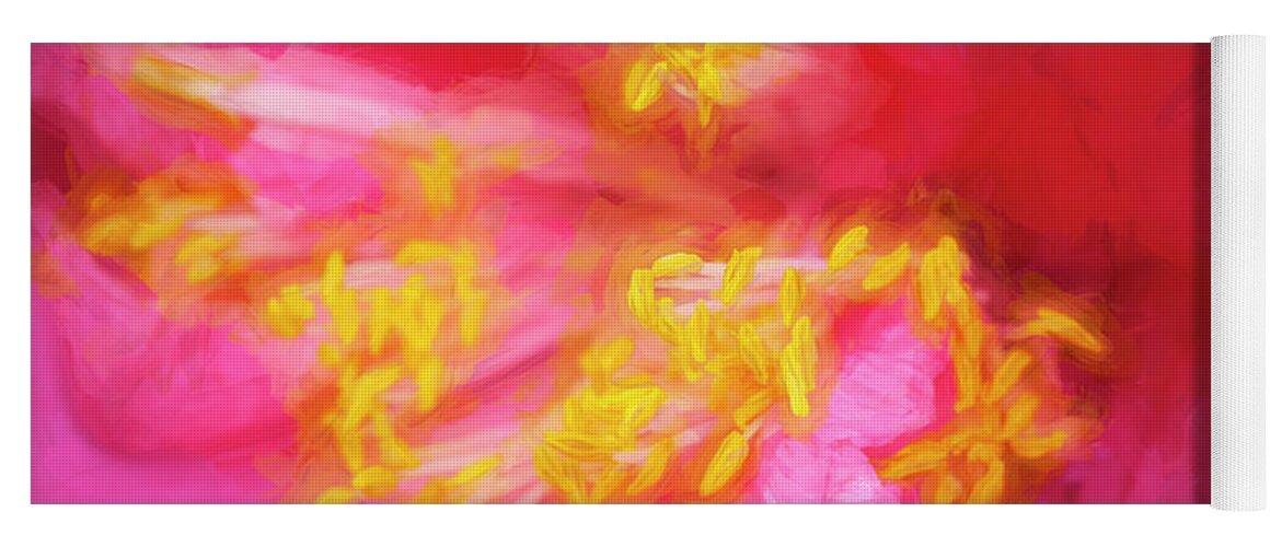 Camellia Abstract Yoga Mat featuring the photograph Pink Camellias Japonica Abstract X104 #2 by Rich Franco