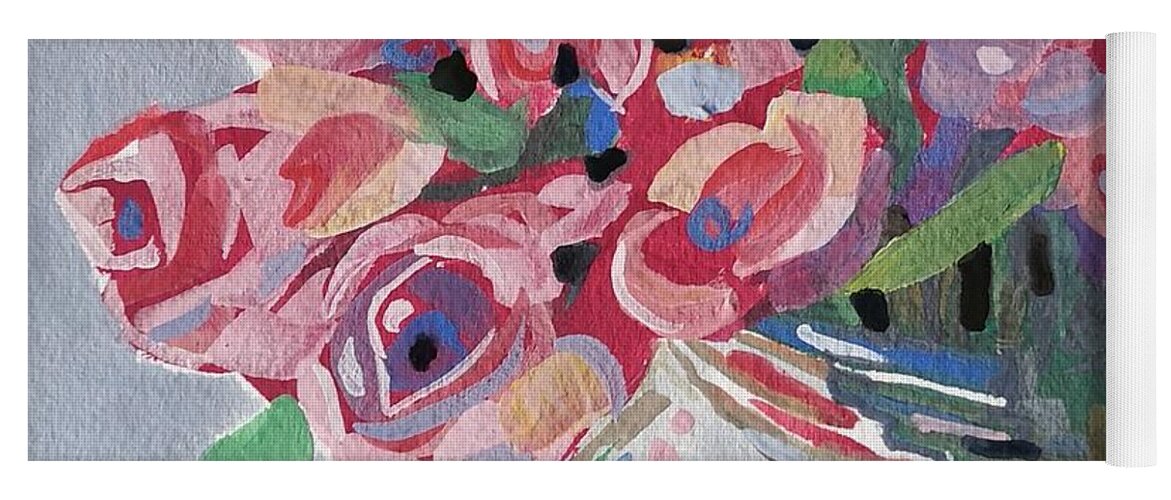 Still Life Yoga Mat featuring the painting Pink Roses by Sheila Romard