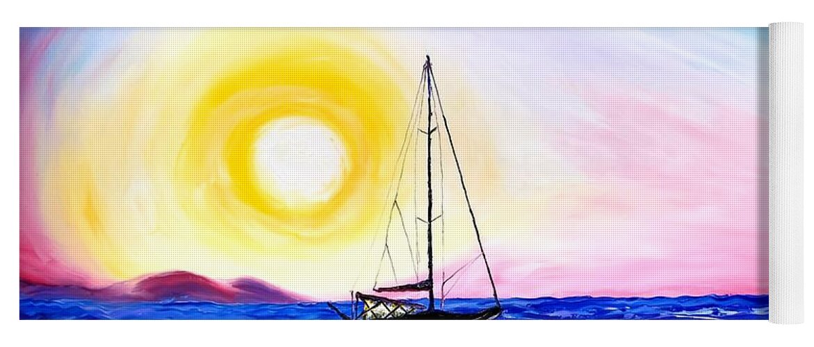  Yoga Mat featuring the painting Pink Sky Sails #1 #1 by James Dunbar