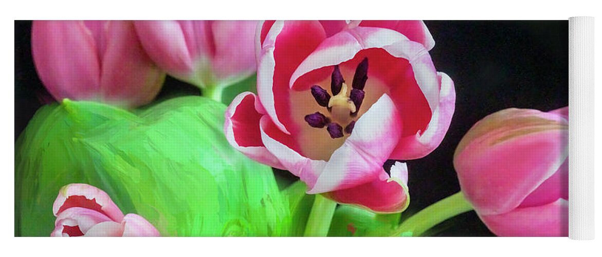 Tulips Yoga Mat featuring the photograph Pink Tulips Pink Impression X106 #1 by Rich Franco