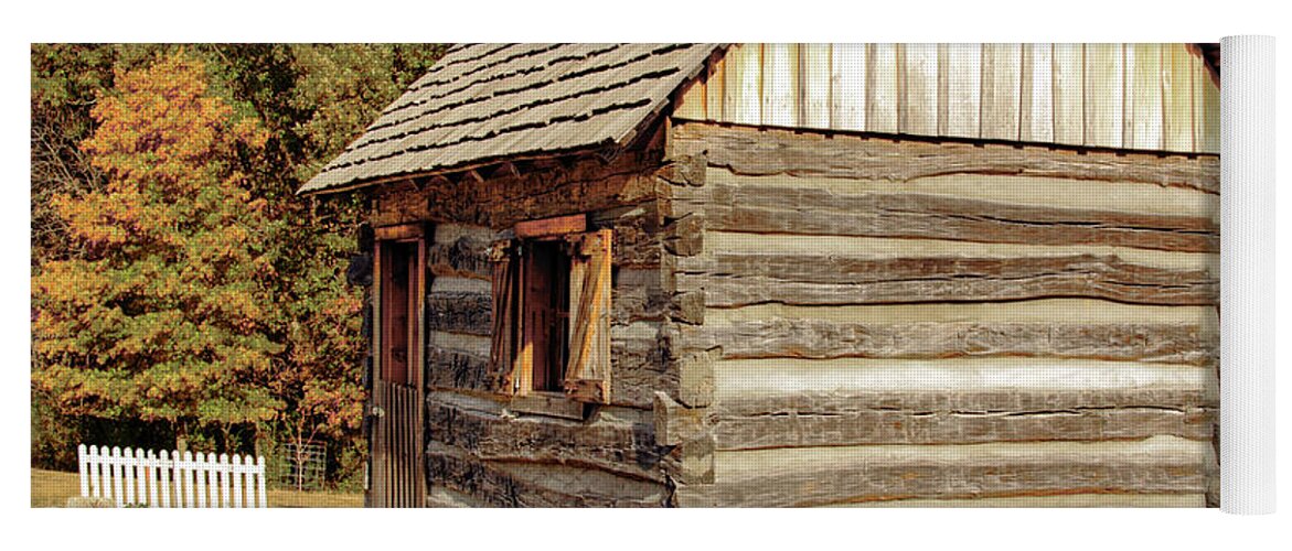 Cabin Yoga Mat featuring the photograph Pioneer Log Cabin #1 by Randy Bradley