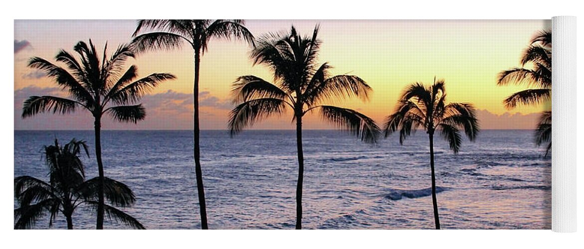 Hawaii Yoga Mat featuring the photograph Poipu Palms at Sunset #1 by Robert Carter