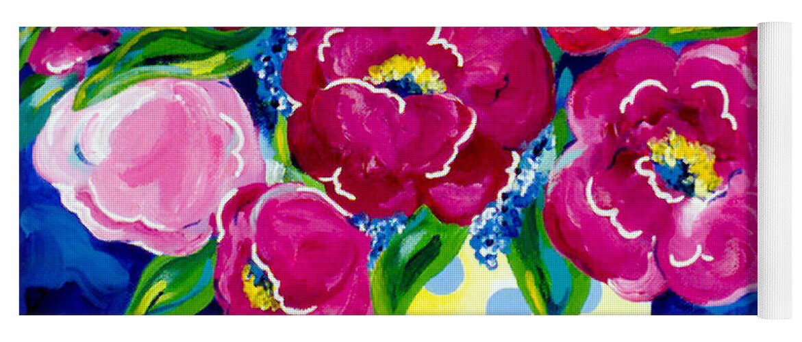 Floral Yoga Mat featuring the painting Polka Dot Bouquet by Beth Ann Scott