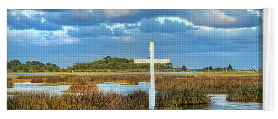 Poquoson Yoga Mat featuring the photograph Poquoson Marsh Cross #2 by Jerry Gammon