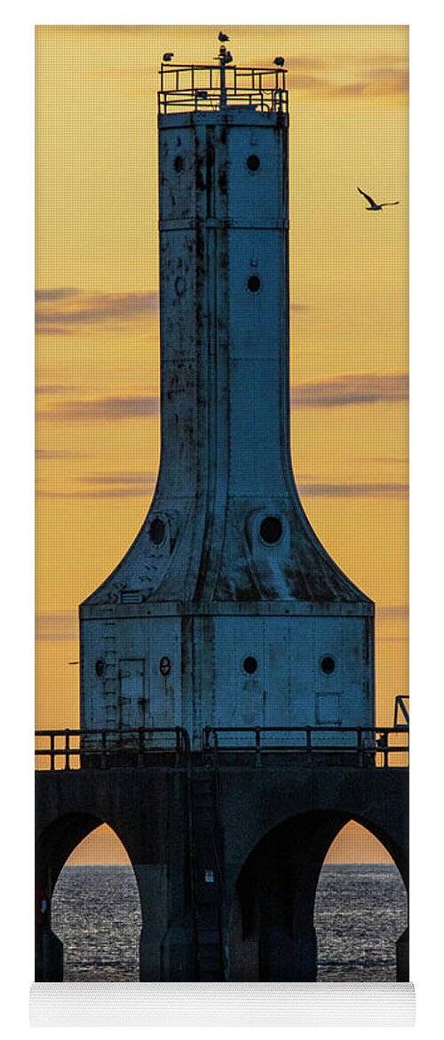 Port Washington Yoga Mat featuring the photograph Port Washington lighthouse by Eric Curtin