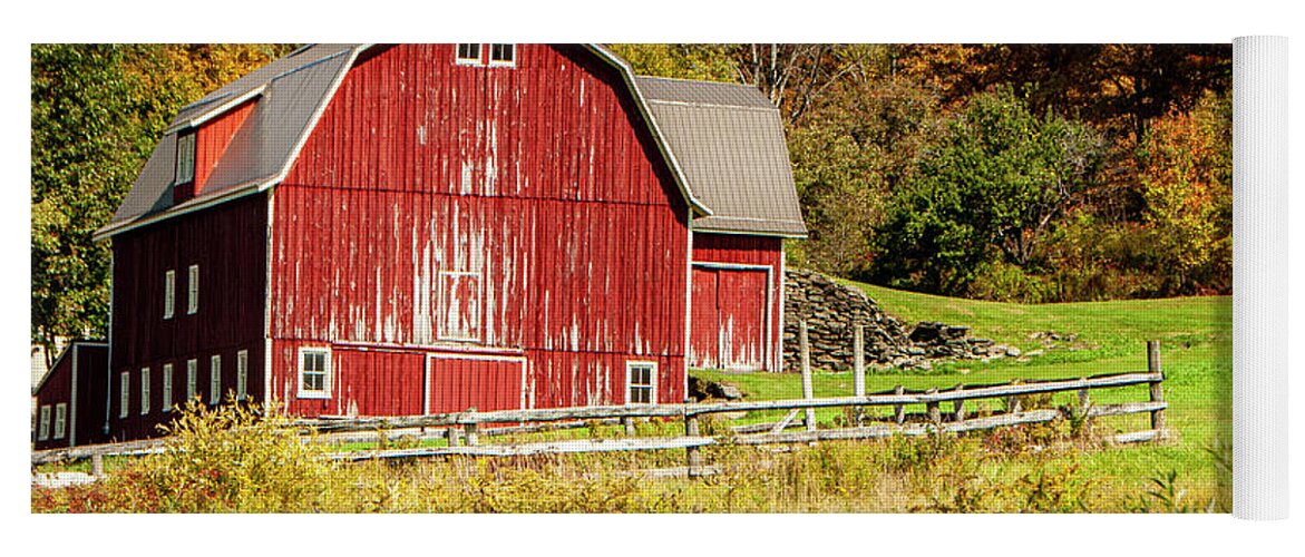 Rural Yoga Mat featuring the photograph Red Barn Farm by Cathy Kovarik