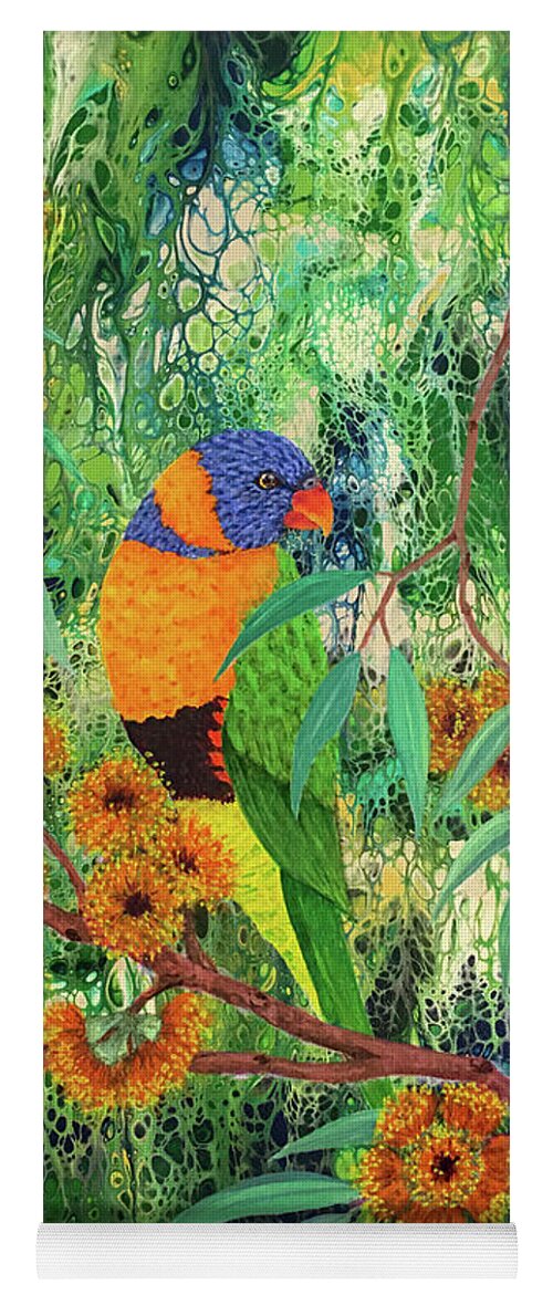 Lorikeet Yoga Mat featuring the painting Red-collared Lorikeet by Lucy Arnold