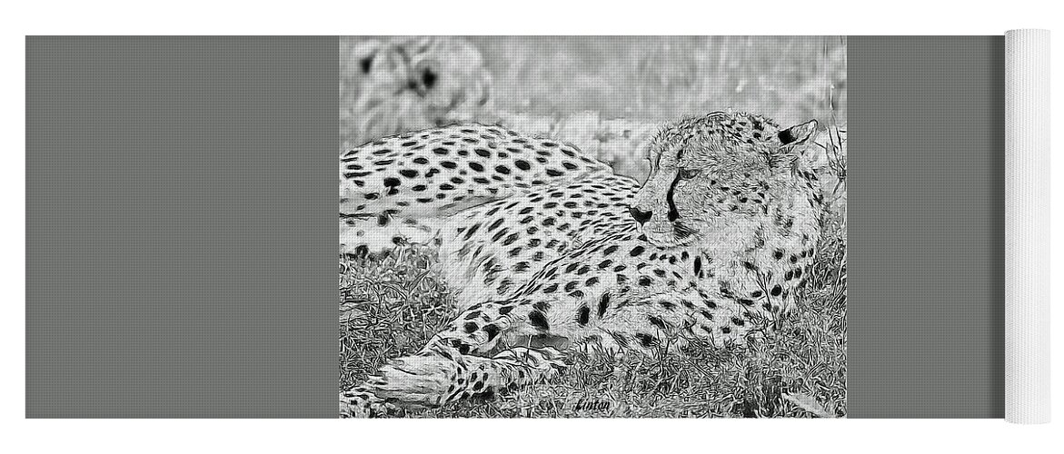 African Wildlife Digital Art Yoga Mat featuring the digital art Resting Cheetah #1 by Larry Linton