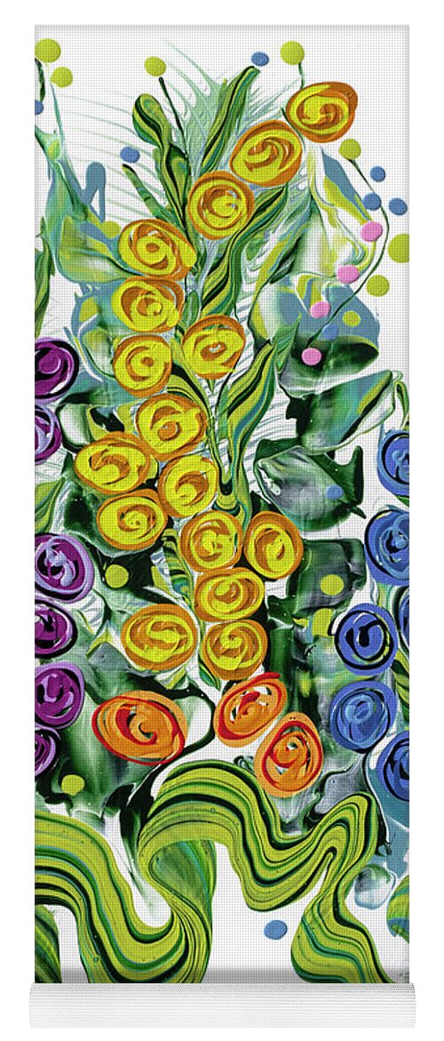 Abstract Florals On Canvas Yoga Mat featuring the painting Snapdragon Tango #2 by Jane Crabtree