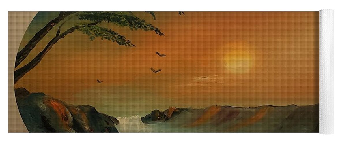 Landscape Yoga Mat featuring the painting Sunrise #1 by Lorenzo Roberts