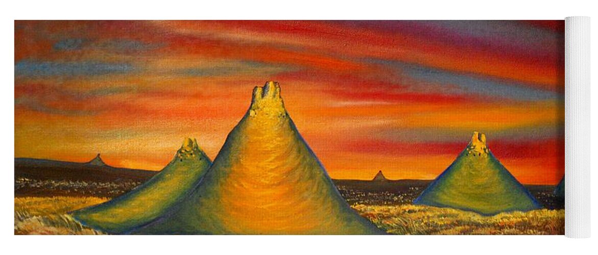 Red Yoga Mat featuring the painting Sunset #1 by Franci Hepburn