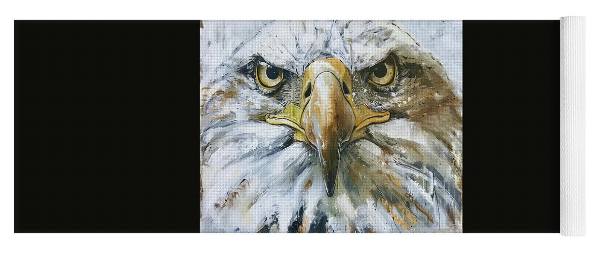 American Bald Eagle Yoga Mat featuring the painting The Fierce Eagle #1 by Tina LeCour